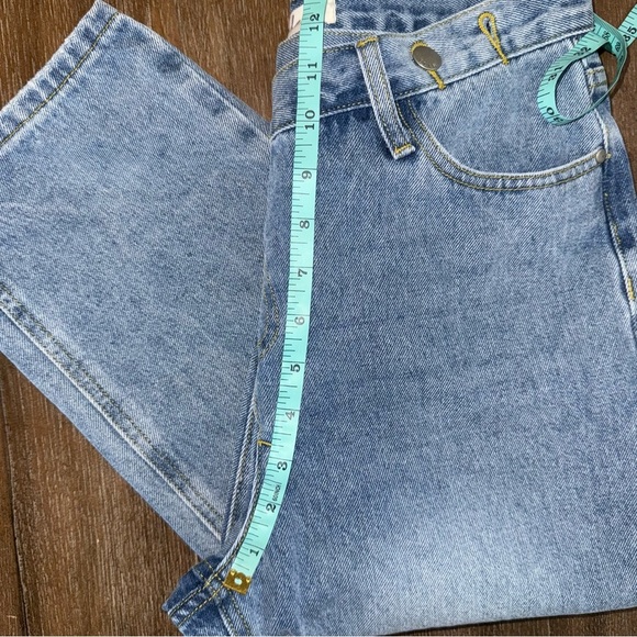 Elan High Rise Jeans Tapered S 24 25 Crossover Waist 90s Ankle Straight Leg Crop - Picture 4 of 11